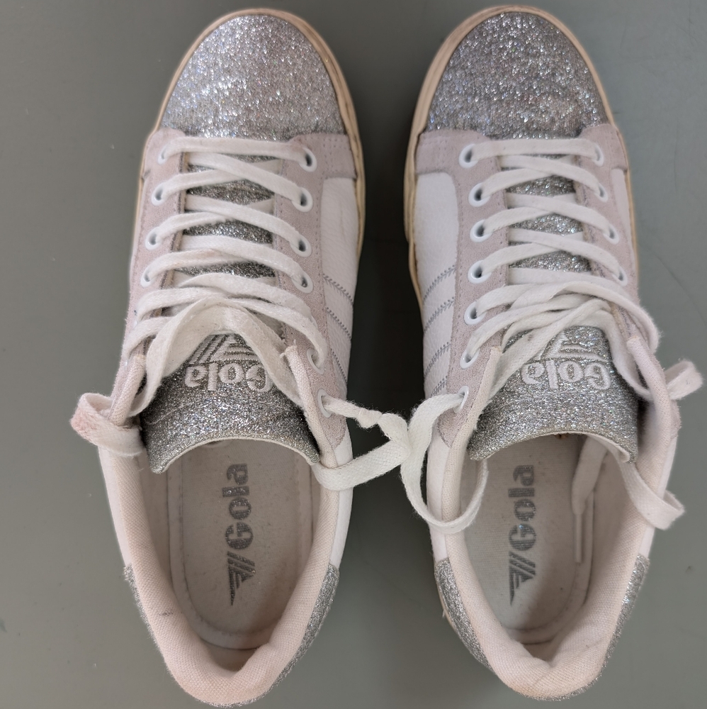 Gola Women's White and Silver Glitter Fashion Sneakers - Picture 2 of 4